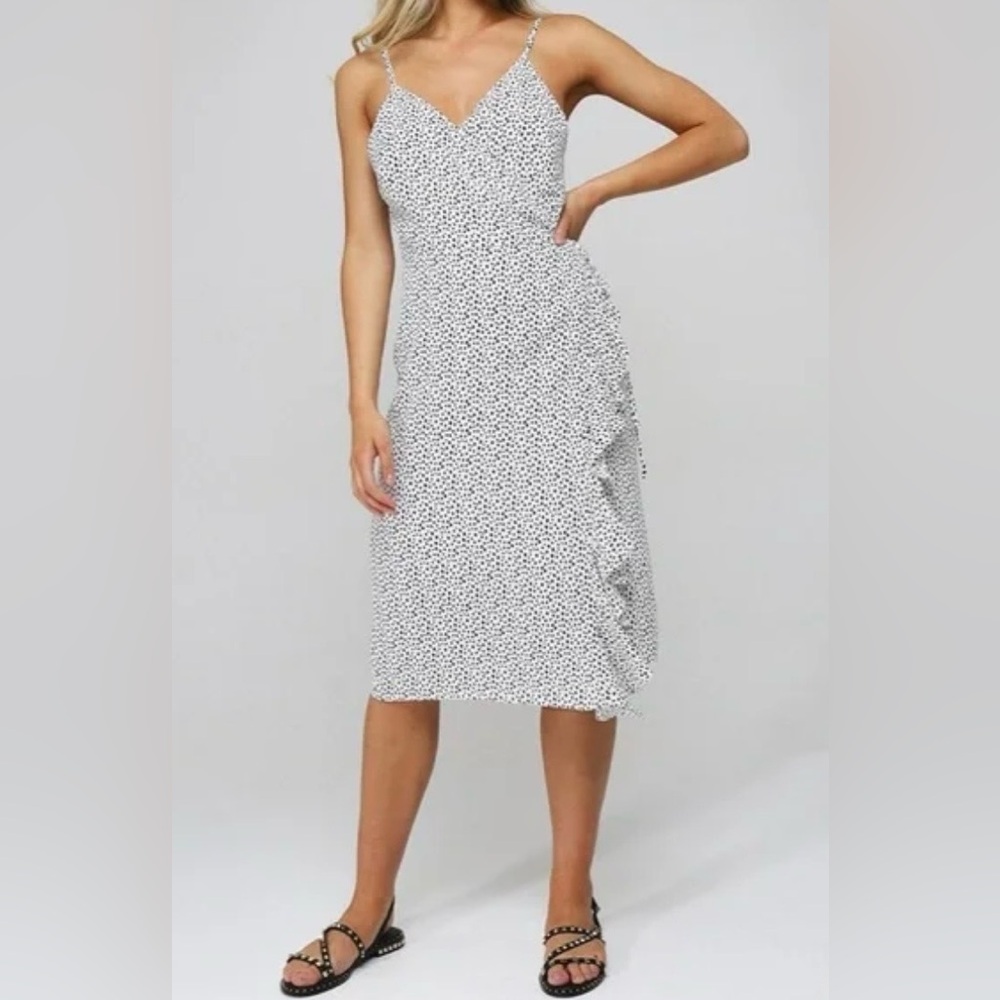 Rails “Iris” Black & White Polka Dot Wrap Midi Dress | XS - Picture 2 of 5